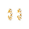 Freya Rose Mini Stud Pearl Hoops Earrings In Gold