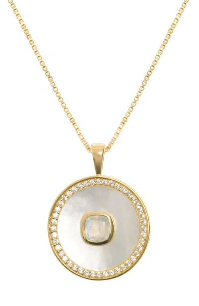 Freya Rose Moonstone Mother Of Peal Necklace In Multi