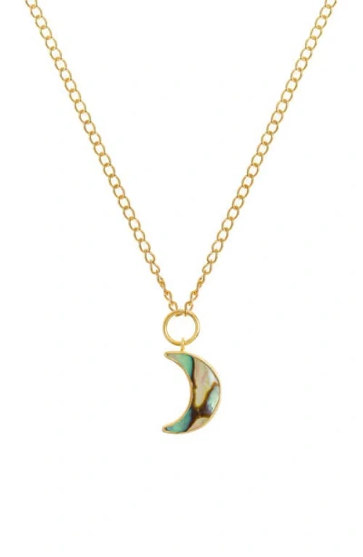 Freya Rose Necklace With Paua Moon In Green