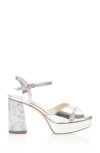 Freya Rose Nova Ankle Strap Pearl Heel Sandal In Silver