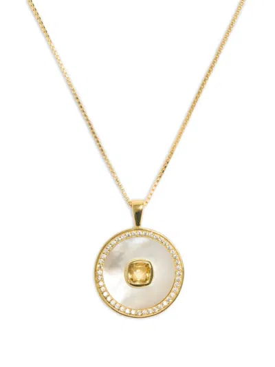 Freya Rose November Citrine Mother-of-pearl Necklace In Gold