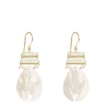 Freya Rose Pearl And Mother Of Pearl Pear Drops In Gold