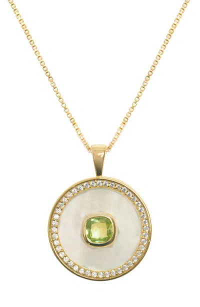 Freya Rose Peridot Mother Of Pearl Necklace In Neutral