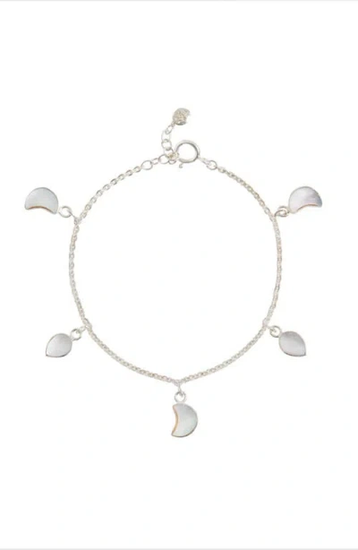 Freya Rose Petite Moon Bracelet Silver In Gray