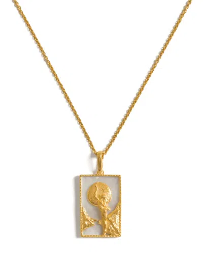 Freya Rose Rectangle Moon Necklace In Gold