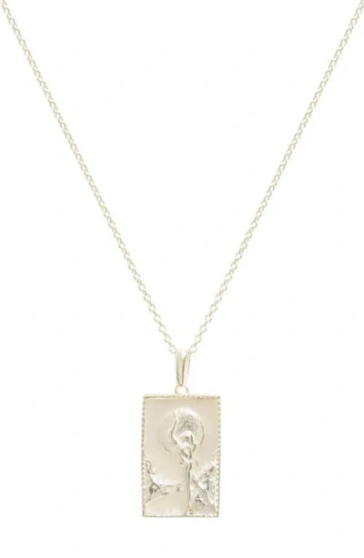 Freya Rose Rectangle Silver Woman & Moon Necklace