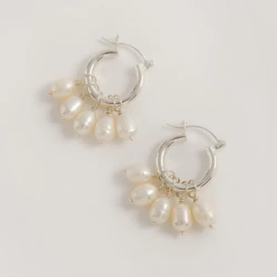 Freya Rose Silver Mini Hoops With Detachable Pearls In Neutral