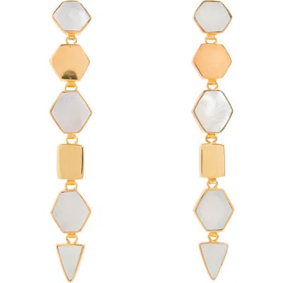Freya Rose Warrioress Geometric Armour Drops Earrings In Gold