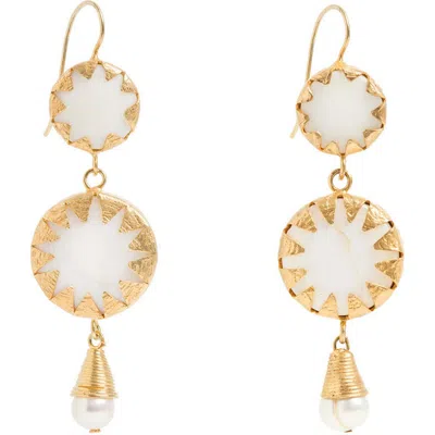 Freya Rose Warrioress Medallion Drop-design Earrings In Gold