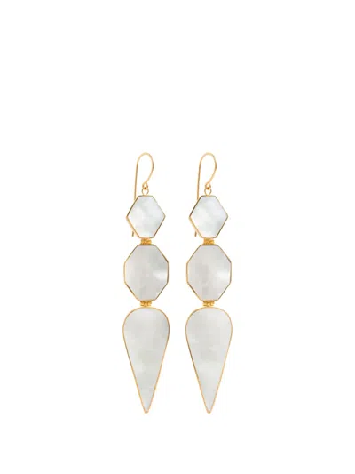 Freya Rose Warrioress Mother Of Pearl Earrings In Gold
