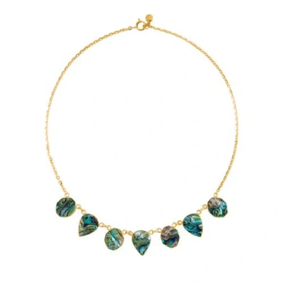 Freya Rose Warrioress Small Paua Necklace In Gold