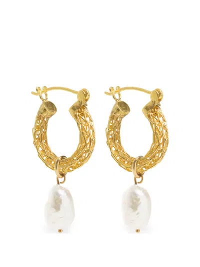 Freya Rose Weave Baroque-pearl Earrings In Purple