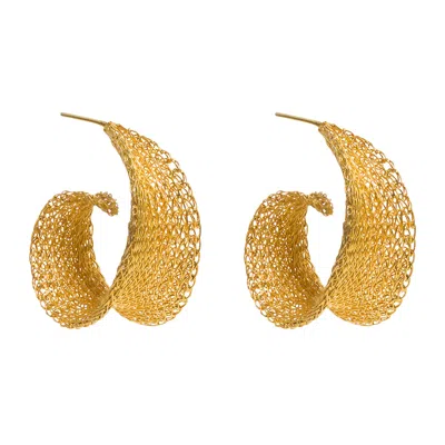 Freya Rose Women's 22ct Gold Weave Curled Hoops