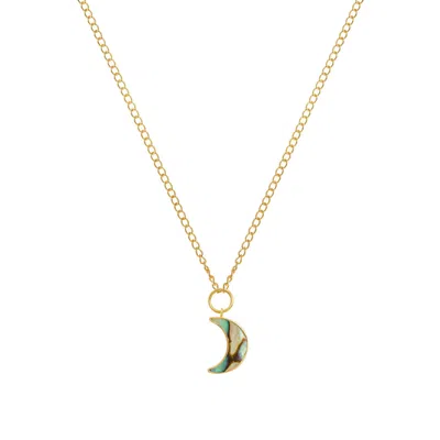 Freya Rose Women's Blue / Gold / Green Necklace With Paua Moon