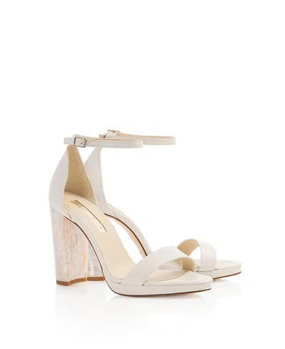 Freya Rose Women's Dove Ankle Strap Pearl Heel Sandal In White