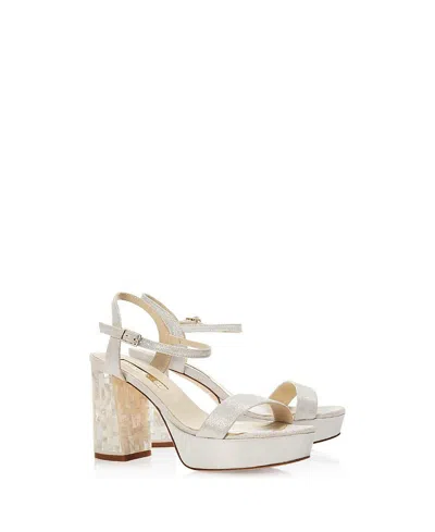Freya Rose Women's Gigi Ivory Ankle Strap Pearl Heel Sandal In White