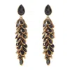 Freya Rose Gold And Black Crystal Long Drop Earrings In Black/yellow