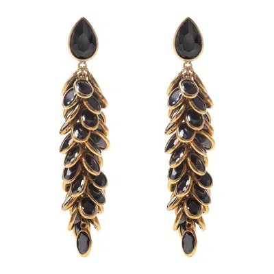 Freya Rose Women's Gold & Black Crystal Long Drops In Multi