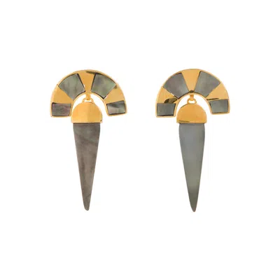 Freya Rose Women's Gold / Black / Grey Warrioress At Night Earrings In Orange