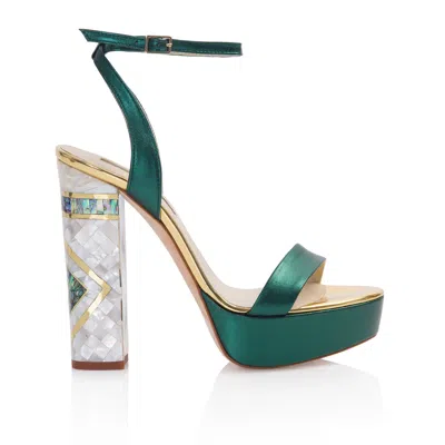Freya Rose Women's Gold / Green Arte Couture Heels In Gold/green
