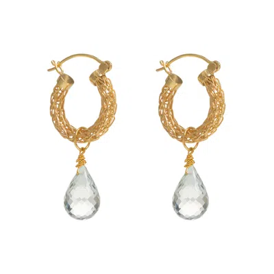 Freya Rose Women's Gold / Green Gold Weave Mini Hoops With Green Quartz Charm In Multi