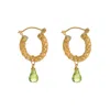 Freya Rose Women's Gold / Green Gold Weave Mini Hoops With Peridot Charm In Multi