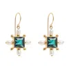 Freya Rose Women's Gold / Green Green Quartz Cross Earrings In Gold