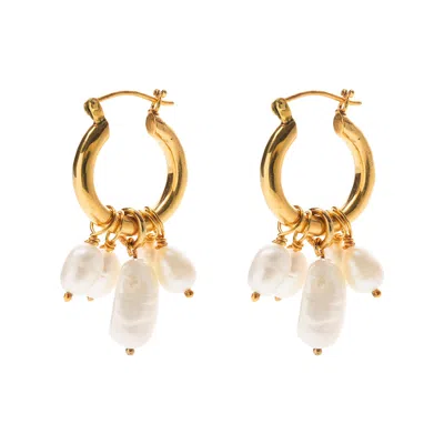 Freya Rose Women's Gold Mini Hoops With Detachable Pearls Combo