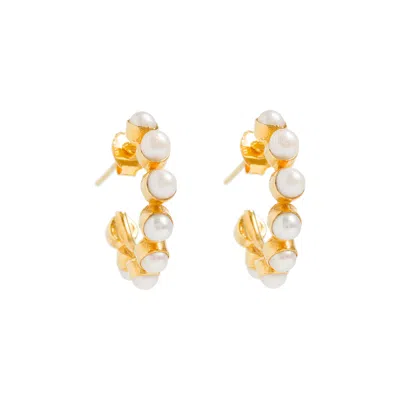 Freya Rose Women's Gold Mini Stud Pearl Hoops