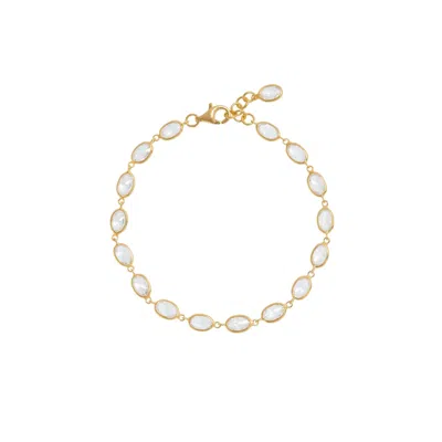 Freya Rose Women's Gold Oval Crystal Framed Bracelet