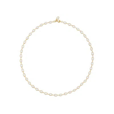 Freya Rose Women's Gold Oval Crystal Framed Necklace