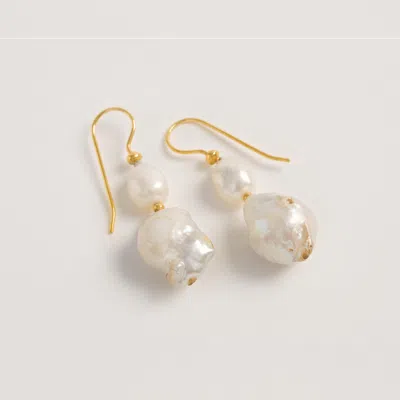 Freya Rose Women's Gold / White Baroque Pearl Mid Drops In Multi