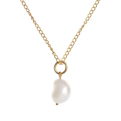 Freya Rose Women's Gold / White Baroque Pearl Pendant Necklace