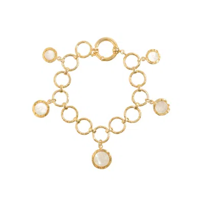 Freya Rose Women's Gold / White Forged Circular Bracelet, Gold