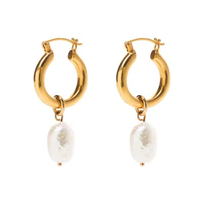 Freya Rose Women's Gold / White Gold Mini Hoops With Baroque Pearls In Multi