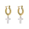 Freya Rose Gold Mini Hoops With Detachable Cross Charms In Gold