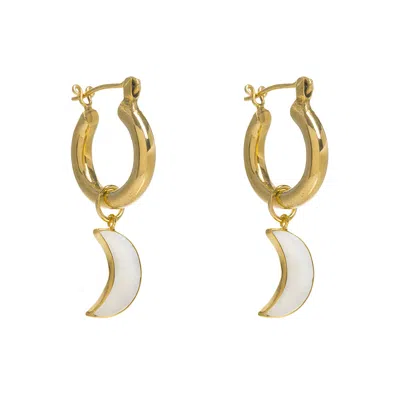 Freya Rose Women's Gold / White Gold Mini Hoops With Detachable Moons