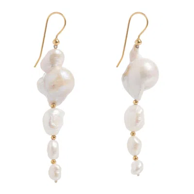 Freya Rose Women's Gold / White Large Baroque Pearl Drops In Multi