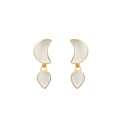 Freya Rose Women's Gold / White Petite Moon Earrings, Gold