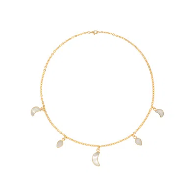 Freya Rose Women's Gold / White Petite Moon Necklace, Gold