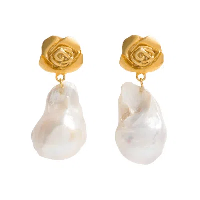 Freya Rose Rose Baroque Pearl Drops In Gold/white
