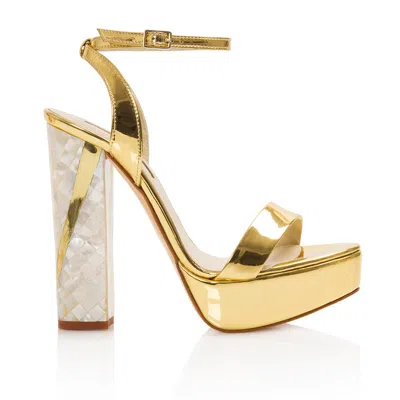 Freya Rose Women's Gold / White Tyra Couture Heels In Gold/white