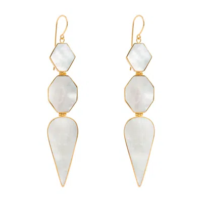 Freya Rose Women's Gold / White Warrioress Mother Of Pearl Earrings In Gold/white
