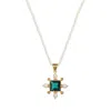 Freya Rose Women's Green / White / Gold Seed Pearl Necklace With Green Quartz Cross Pendant In Metallic
