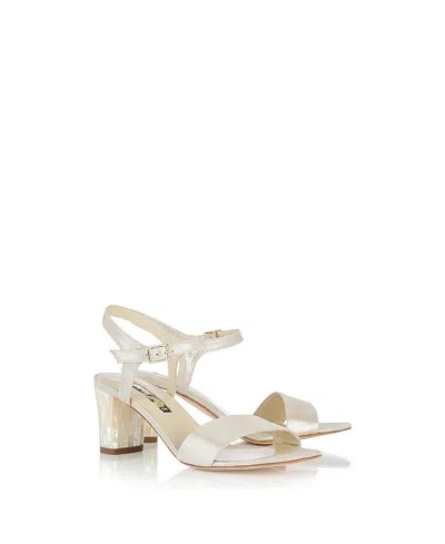 Freya Rose Women's Martina Midi Champagne Ankle Strap Pearl Heel Sandal In Neutral