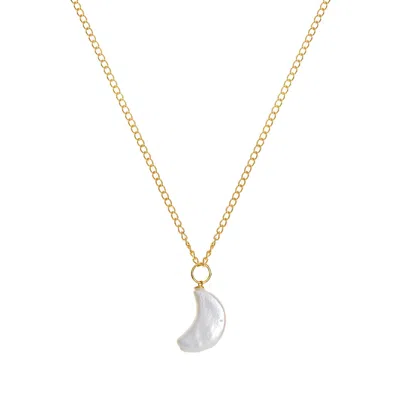 Freya Rose Women's Moon Pearl Necklace 22ct Gold Vermeil