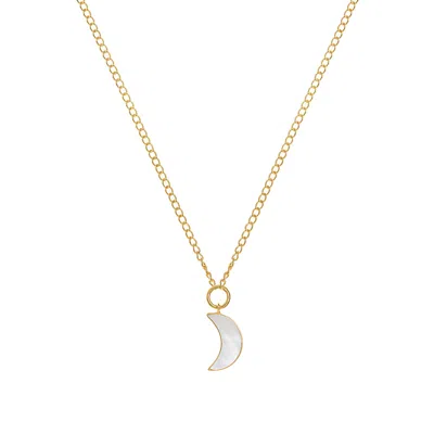 Freya Rose Women's Mother Of Pearl Moon Pendant 22ct Gold Vermeil Necklace