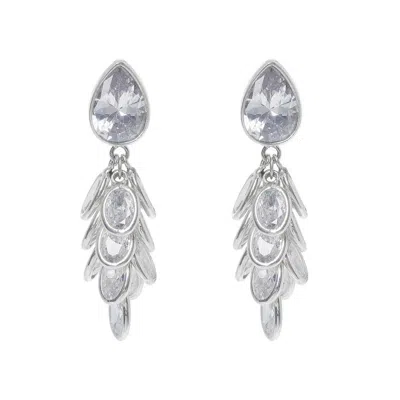Freya Rose Women's Petite Silver Crystal Drops In Gray