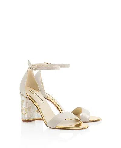 Freya Rose Women's Rozu Ankle Strap Pearl Heel Sandal In White
