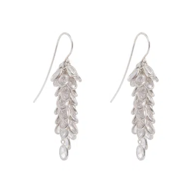 Freya Rose Women's Silver Midi Crystal Drops In White